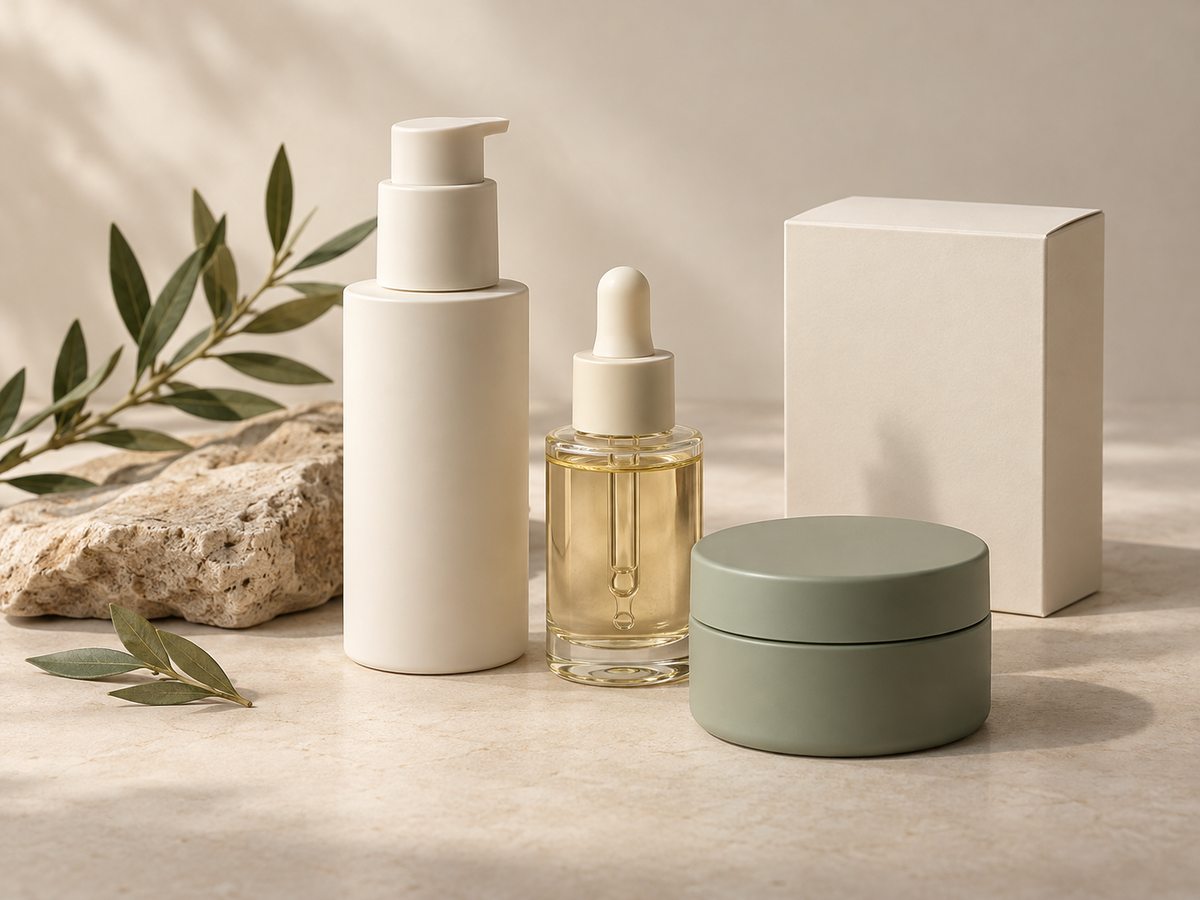 Unbranded cosmetic packaging, serum bottle and beauty product containers
